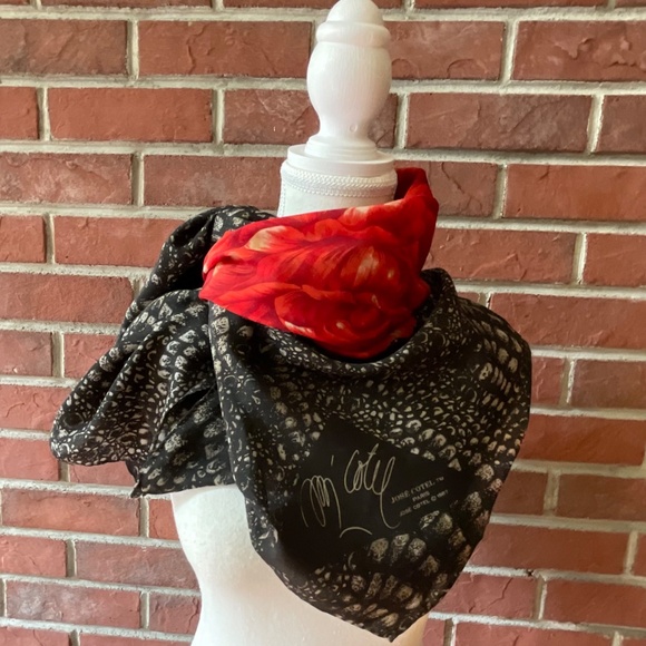 Jose Cotel Accessories - Jose Cotel Paris Floral Geometric Print Silk Scarf 34”x35” Vintage 1987